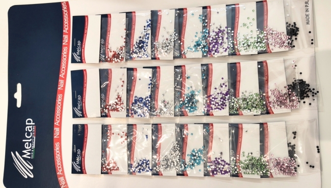 Melcap | Strass per Unghie colorati, 24 confezioni